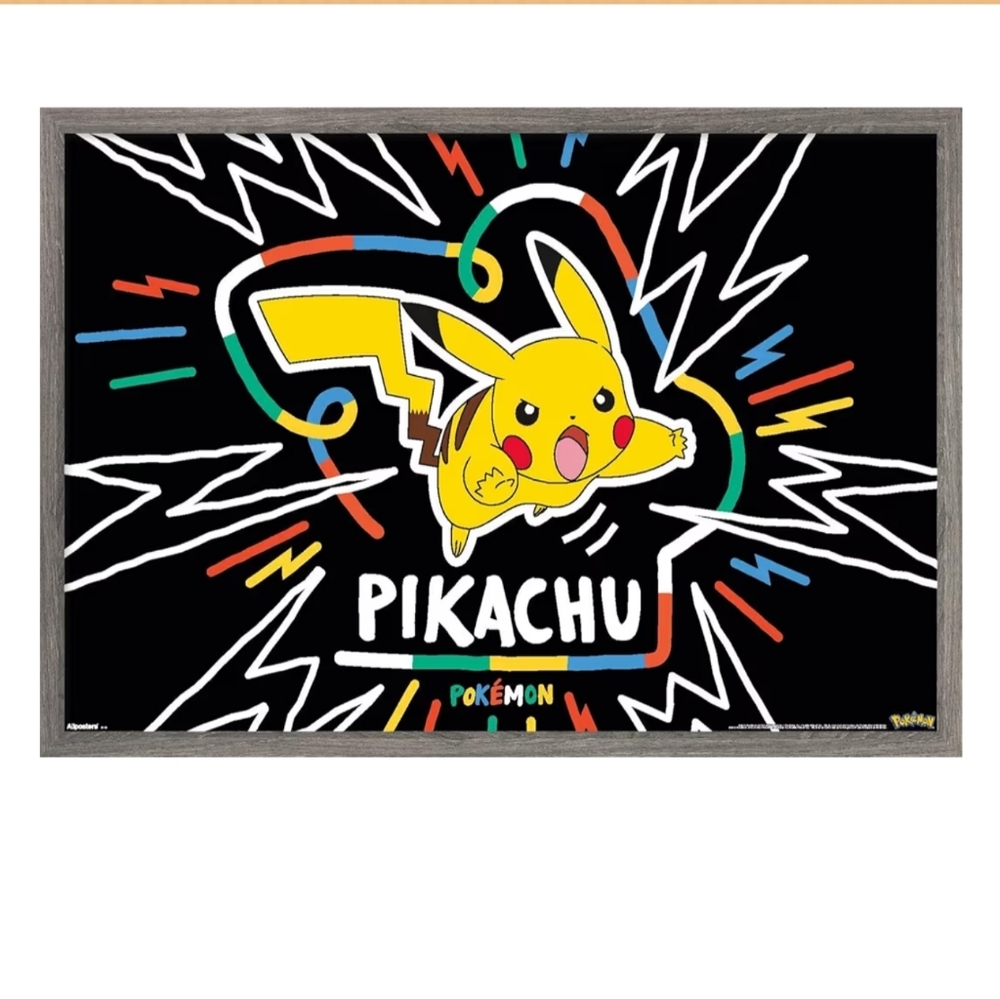 Unframed Pokemon Pikachu Black  Art